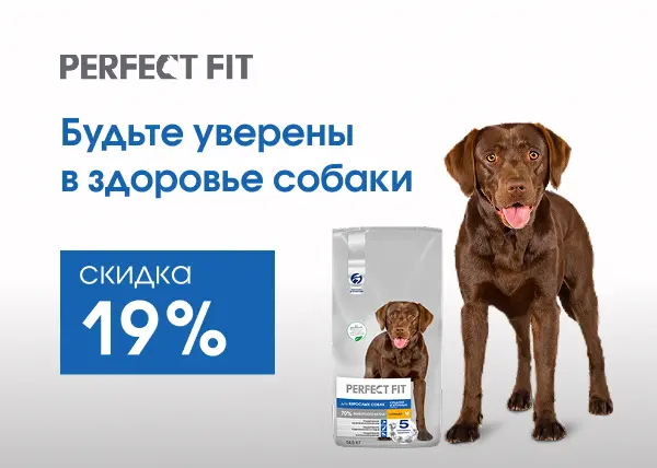 Скидка 19% на сухой корм для собак Perfect Fit