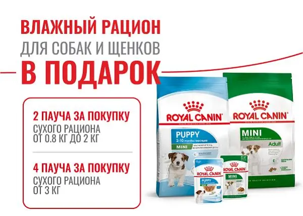 Паучи в подарок за покупку сухого корма Royal Canin для собак Паучи в подарок за покупку сухого корма Royal Canin для собак